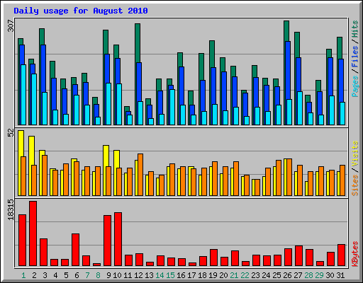 Daily usage for August 2010