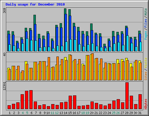 Daily usage for December 2010