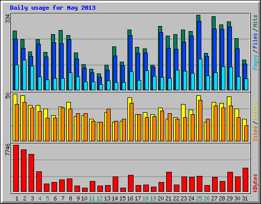 Daily usage for May 2013