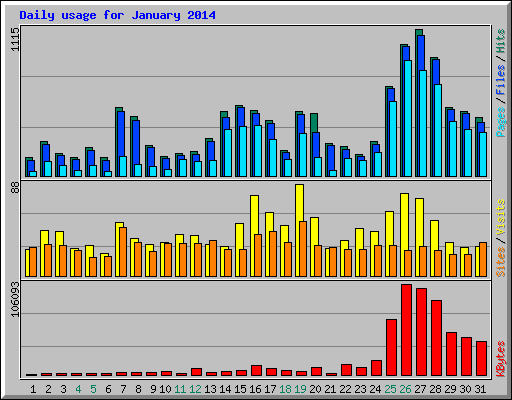 Daily usage for January 2014