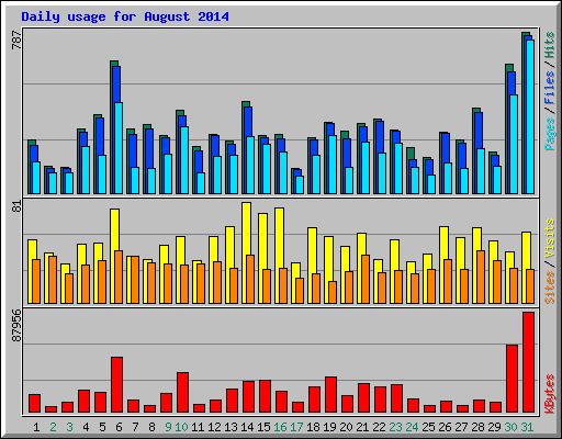 Daily usage for August 2014