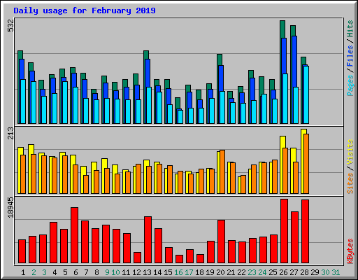 Daily usage for February 2019