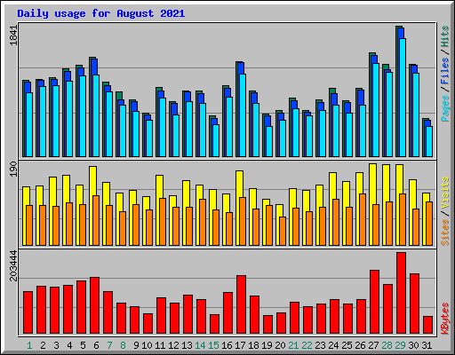 Daily usage for August 2021
