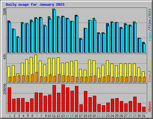 Daily usage for January 2023