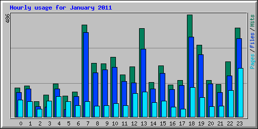 Hourly usage for January 2011