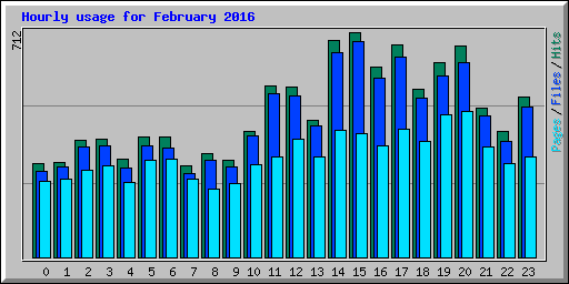 Hourly usage for February 2016